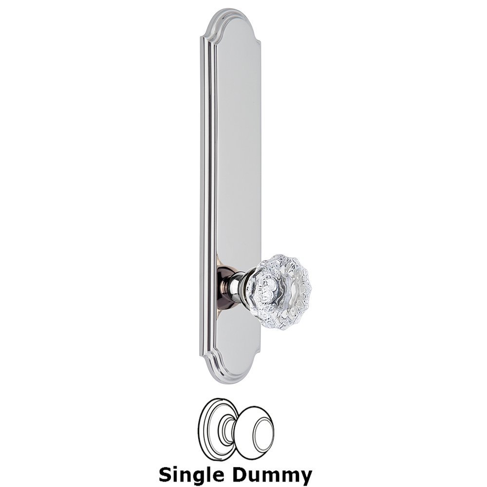 Grandeur Tall Plate Dummy with Fontainebleau Knob in Bright Chrome