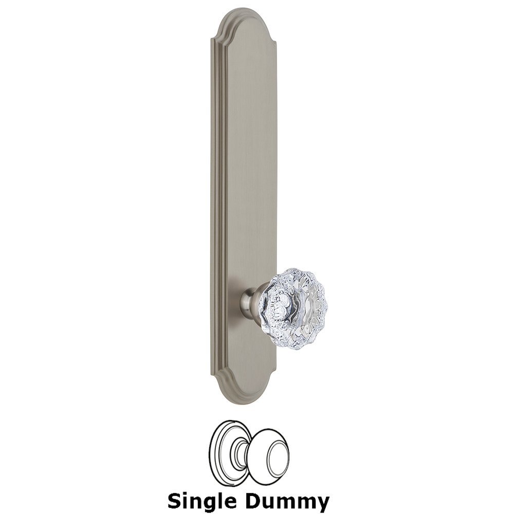 Grandeur Tall Plate Dummy with Fontainebleau Knob in Satin Nickel