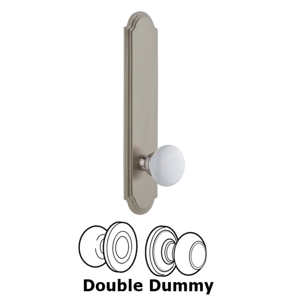 Grandeur Tall Plate Double Dummy with Hyde Park Knob in Satin Nickel