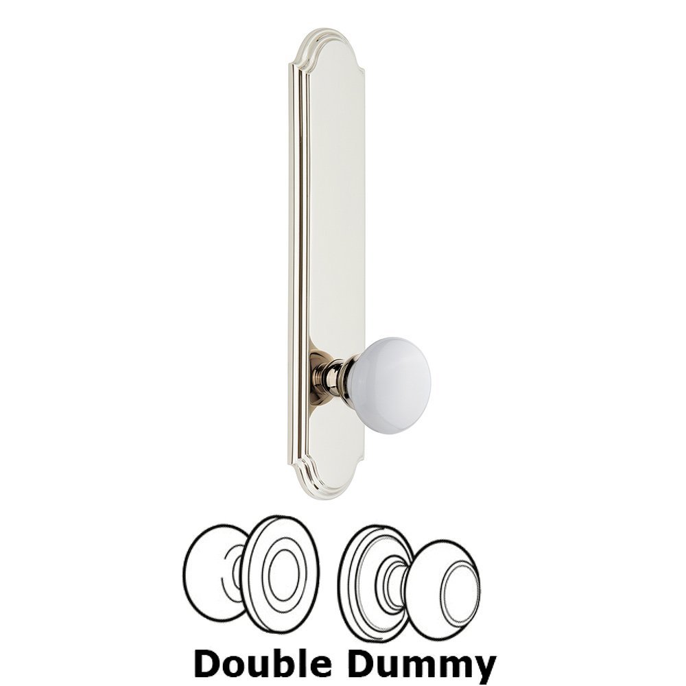 Grandeur Tall Plate Double Dummy with Hyde Park Knob in Polished Nickel