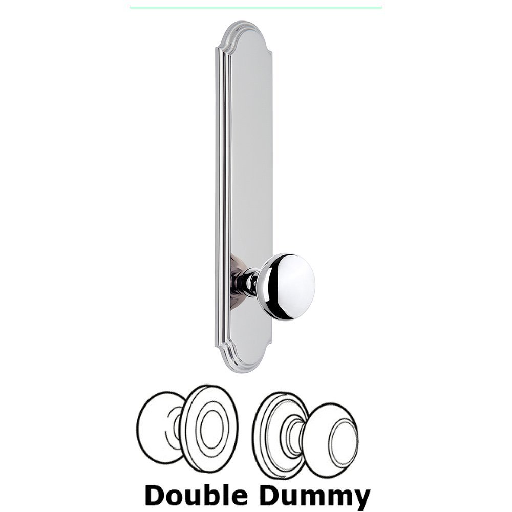 Grandeur Tall Plate Double Dummy with Fifth Avenue Knob in Bright Chrome