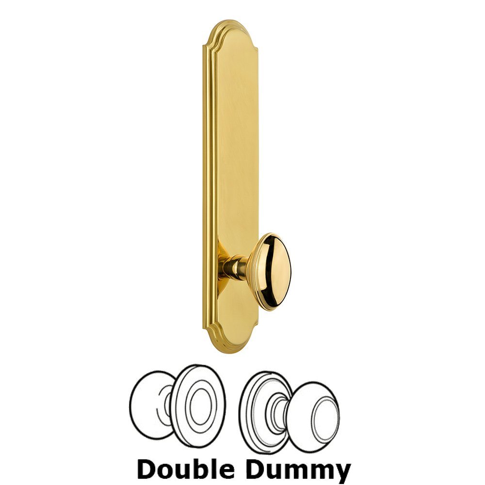 Grandeur Tall Plate Double Dummy with Eden Prairie Knob in Polished Brass