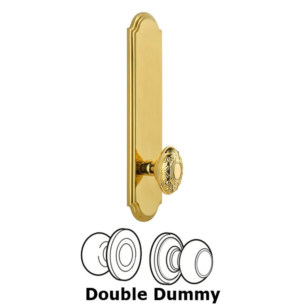 Grandeur Tall Plate Double Dummy with Grande Victorian Knob in Polished Brass