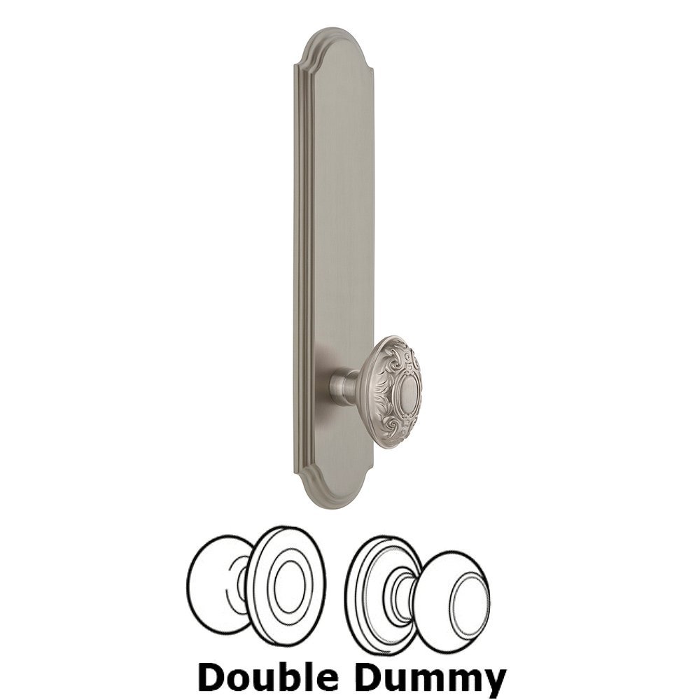 Grandeur Tall Plate Double Dummy with Grande Victorian Knob in Satin Nickel