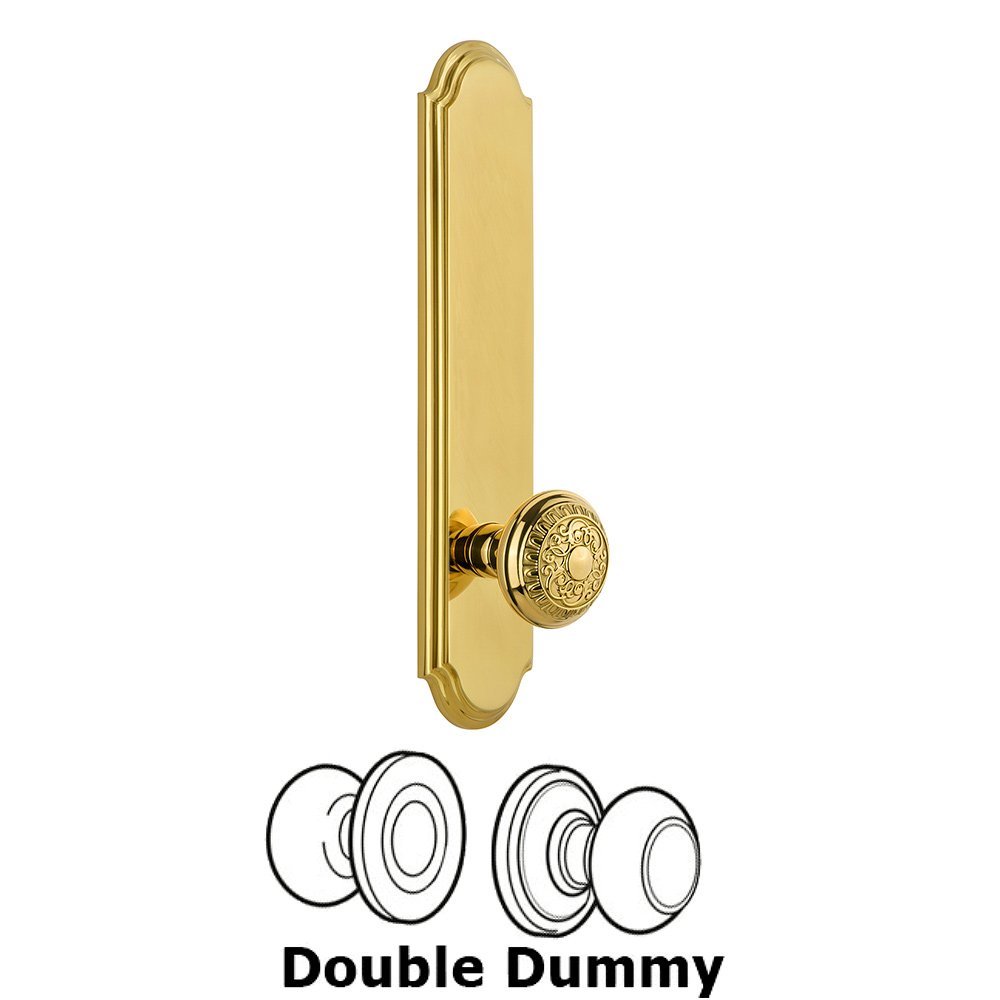 Grandeur Tall Plate Double Dummy with Windsor Knob in Polished Brass