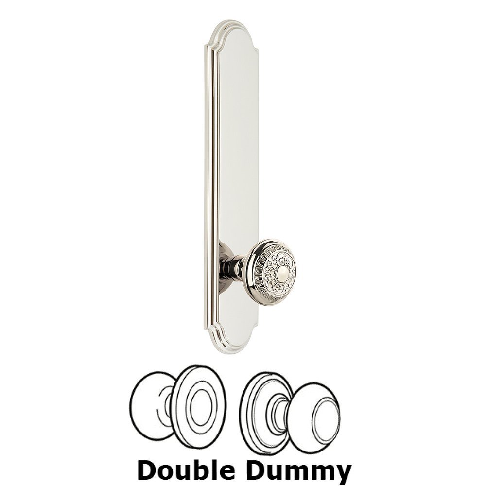 Grandeur Tall Plate Double Dummy with Windsor Knob in Polished Nickel