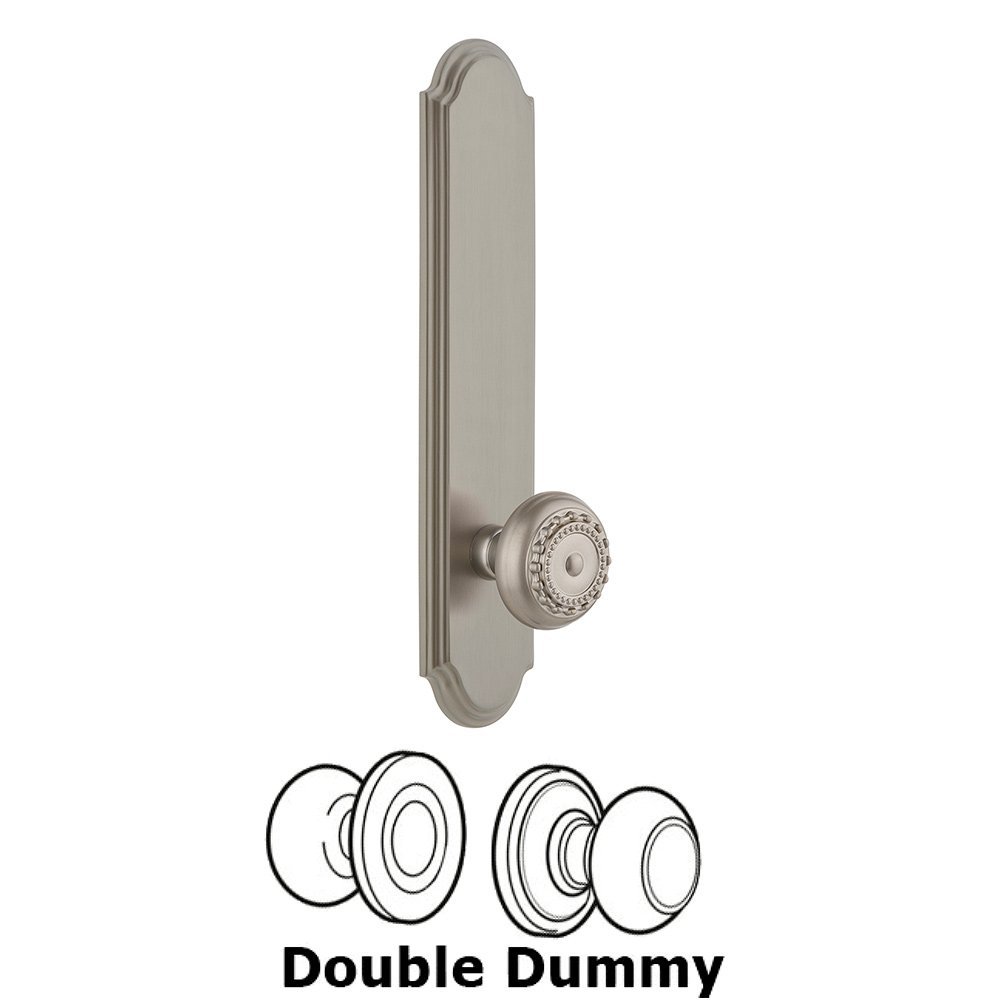 Grandeur Tall Plate Double Dummy with Parthenon Knob in Satin Nickel