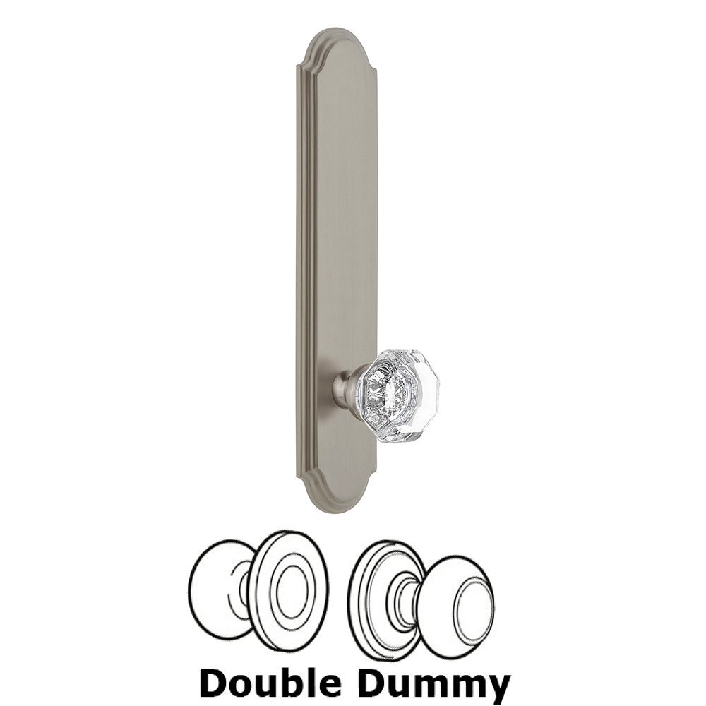 Grandeur Tall Plate Double Dummy with Chambord Knob in Satin Nickel