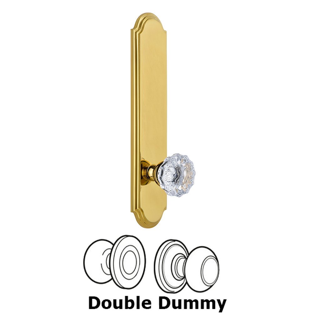 Grandeur Tall Plate Double Dummy with Fontainebleau Knob in Polished Brass