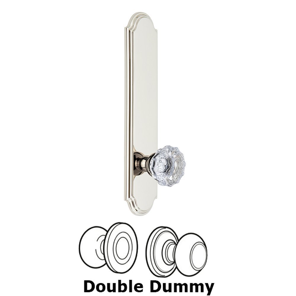 Grandeur Tall Plate Double Dummy with Fontainebleau Knob in Polished Nickel