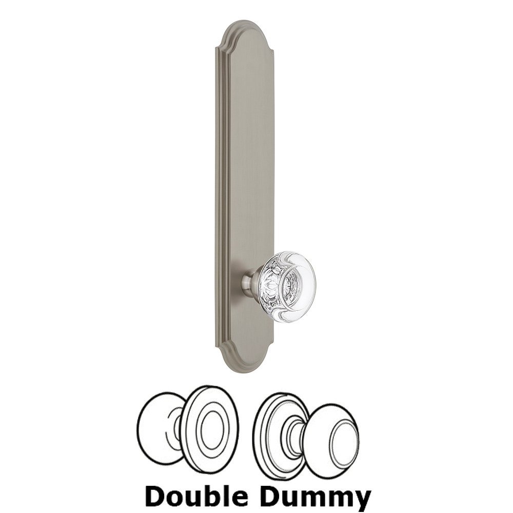 Grandeur Tall Plate Double Dummy with Bordeaux Knob in Satin Nickel