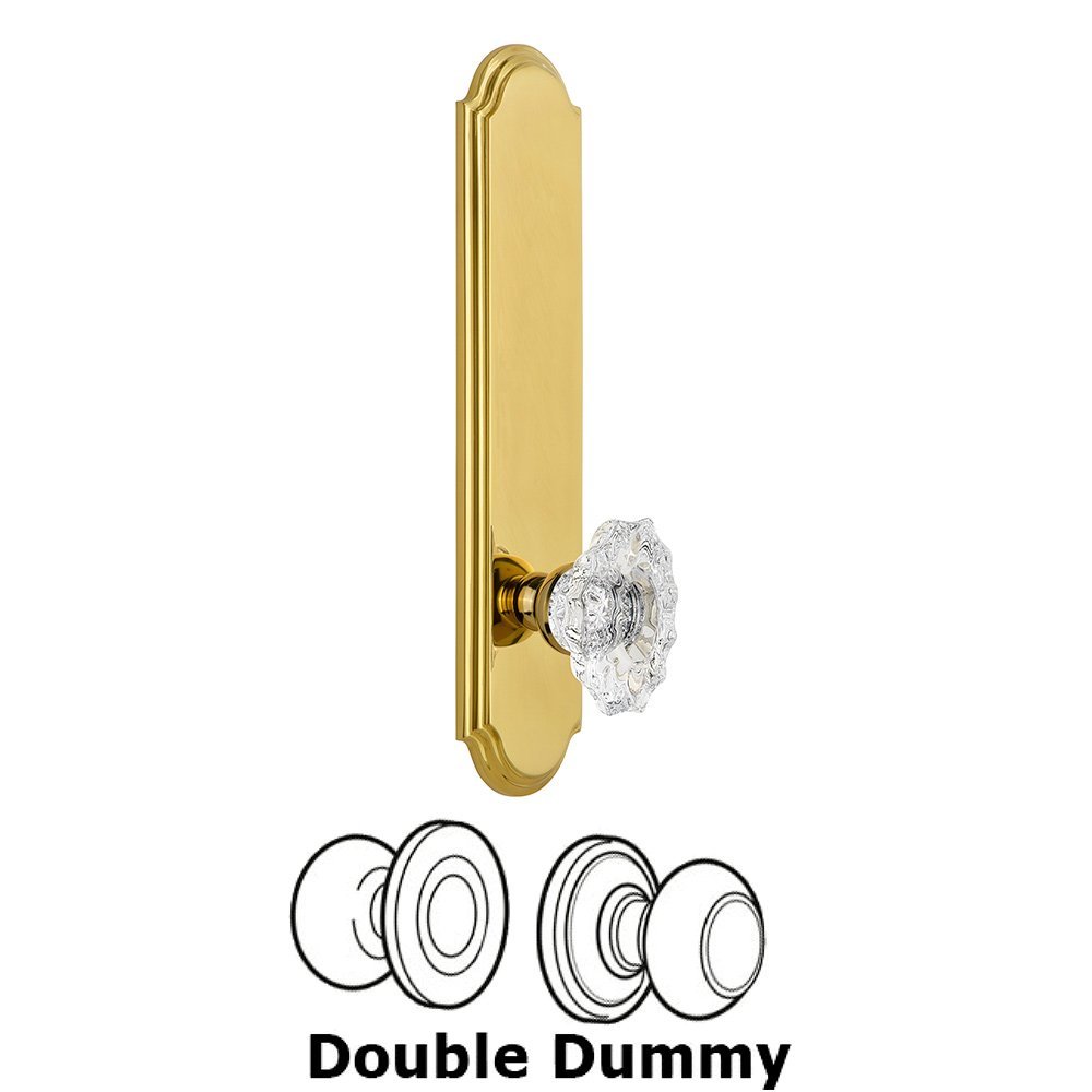 Grandeur Tall Plate Double Dummy with Biarritz Knob in Polished Brass