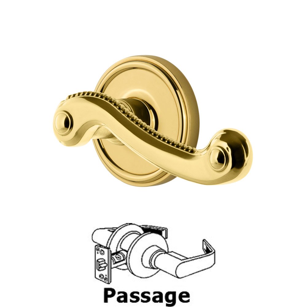 Grandeur Passage Georgetown Rosette with Newport Right Handed Lever in Lifetime Brass