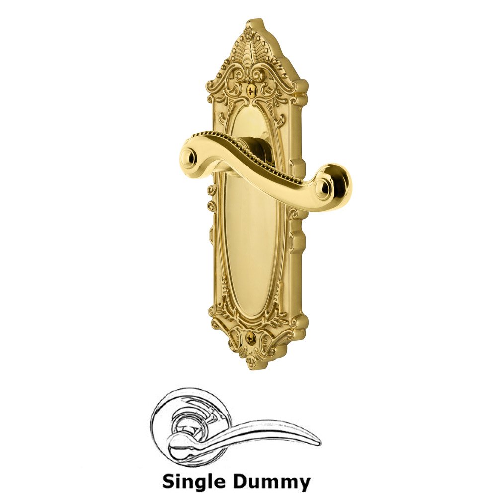Grandeur Grandeur Grande Victorian Plate Dummy with Newport Lever in Polished Brass