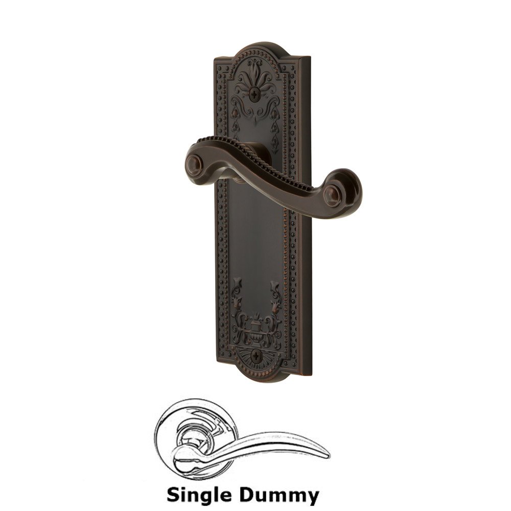 Grandeur Single Dummy Parthenon Plate with Newport Left Handed Lever in Timeless Bronze