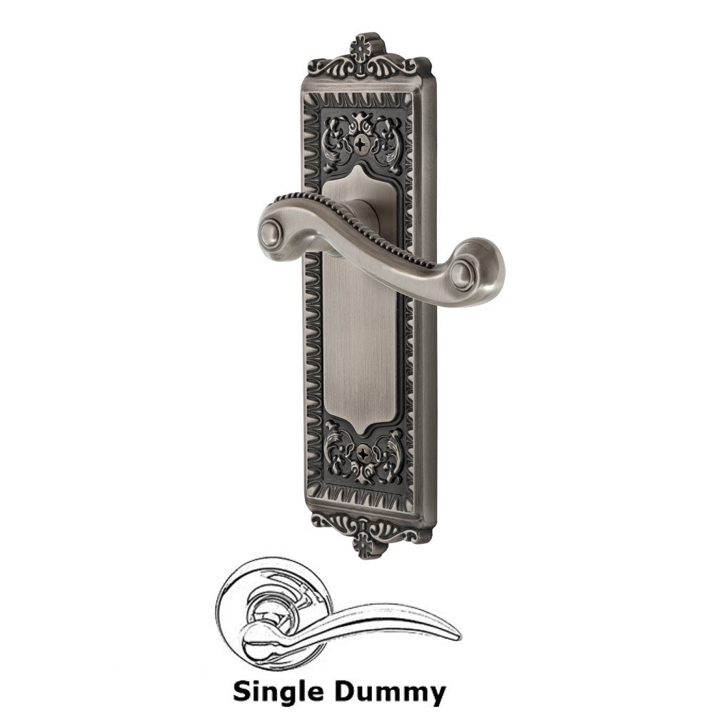 Grandeur Single Dummy Windsor Plate with Right Handed Newport Lever in Antique Pewter