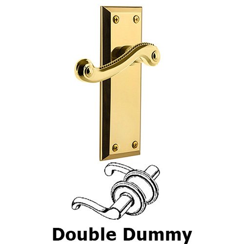Grandeur Double Dummy Fifth Avenue Plate with Newport Right Handed Lever in Polished Brass