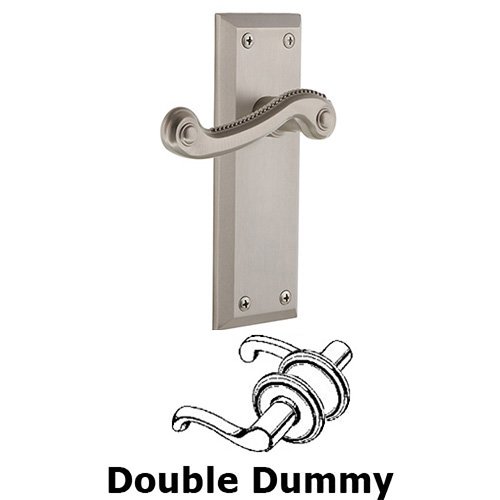 Grandeur Double Dummy Fifth Avenue Plate with Newport Right Handed Lever in Satin Nickel
