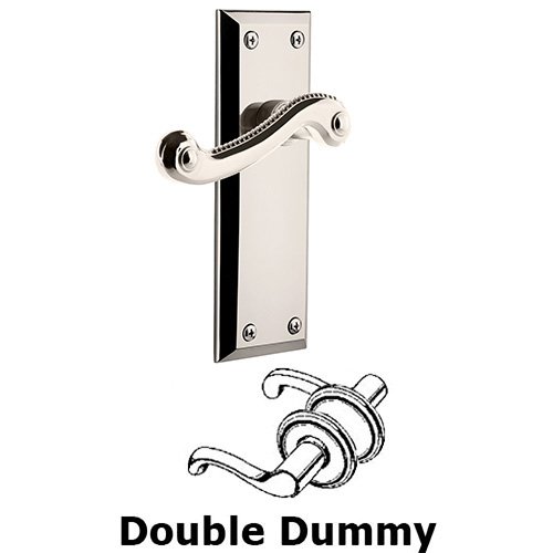 Grandeur Double Dummy Fifth Avenue Plate with Newport Left Handed Lever in Polished Nickel