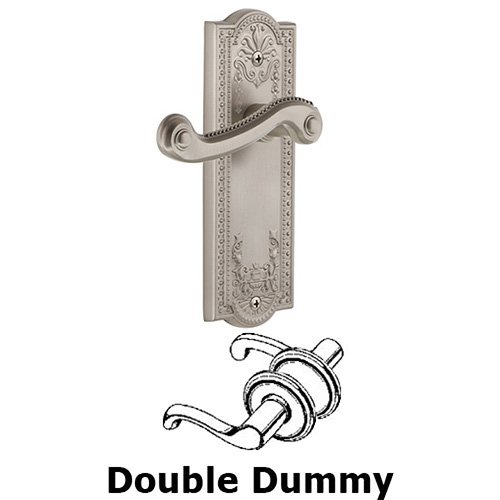 Grandeur Double Dummy Parthenon Plate with Newport Right Handed Lever in Satin Nickel