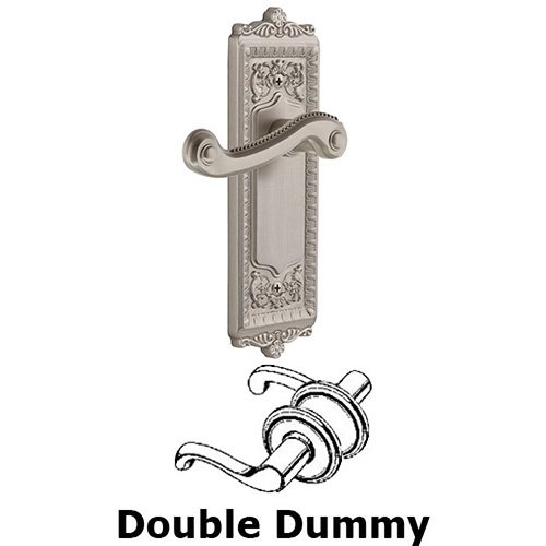 Grandeur Double Dummy Windsor Plate with Right Handed Newport Lever in Satin Nickel