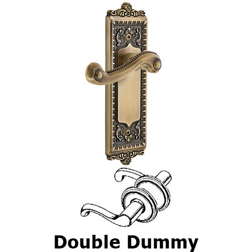 Grandeur Double Dummy Windsor Plate with Right Handed Newport Lever in Vintage Brass