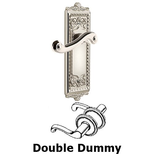 Grandeur Double Dummy Windsor Plate with Left Handed Newport Lever in Polished Nickel