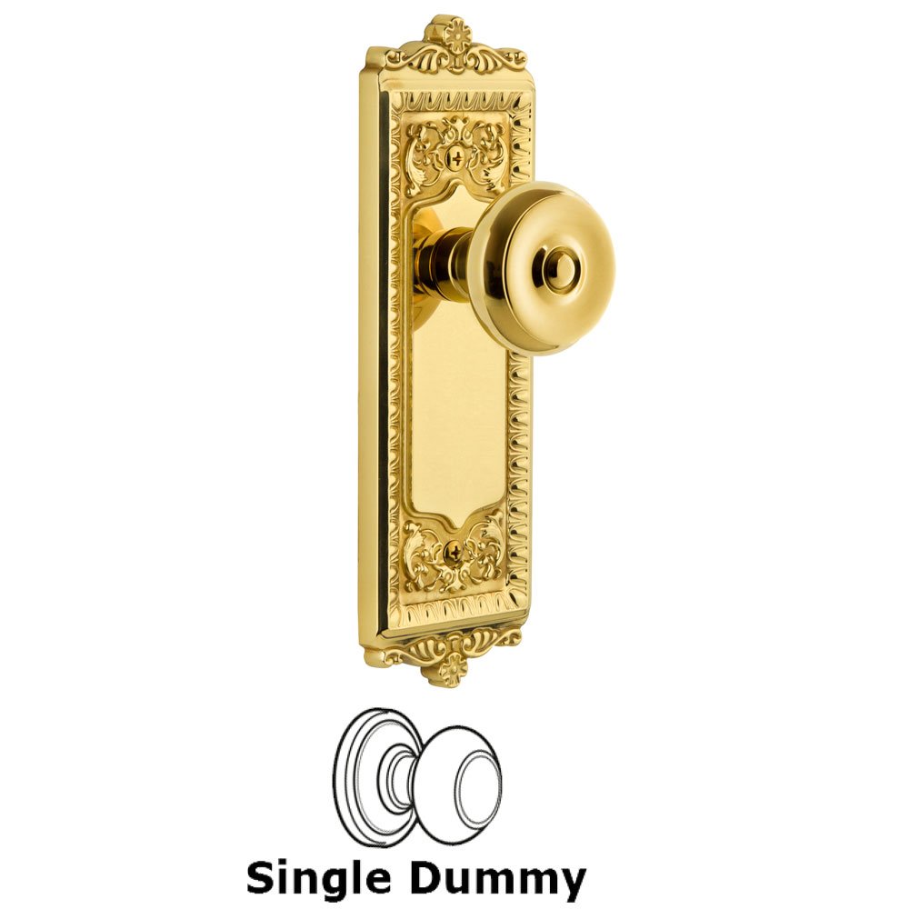 Grandeur Windsor Plate Dummy with Bouton Knob in Polished Brass