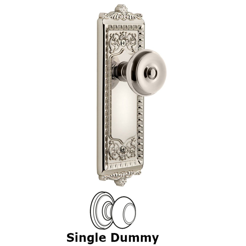 Grandeur Windsor Plate Dummy with Bouton Knob in Polished Nickel