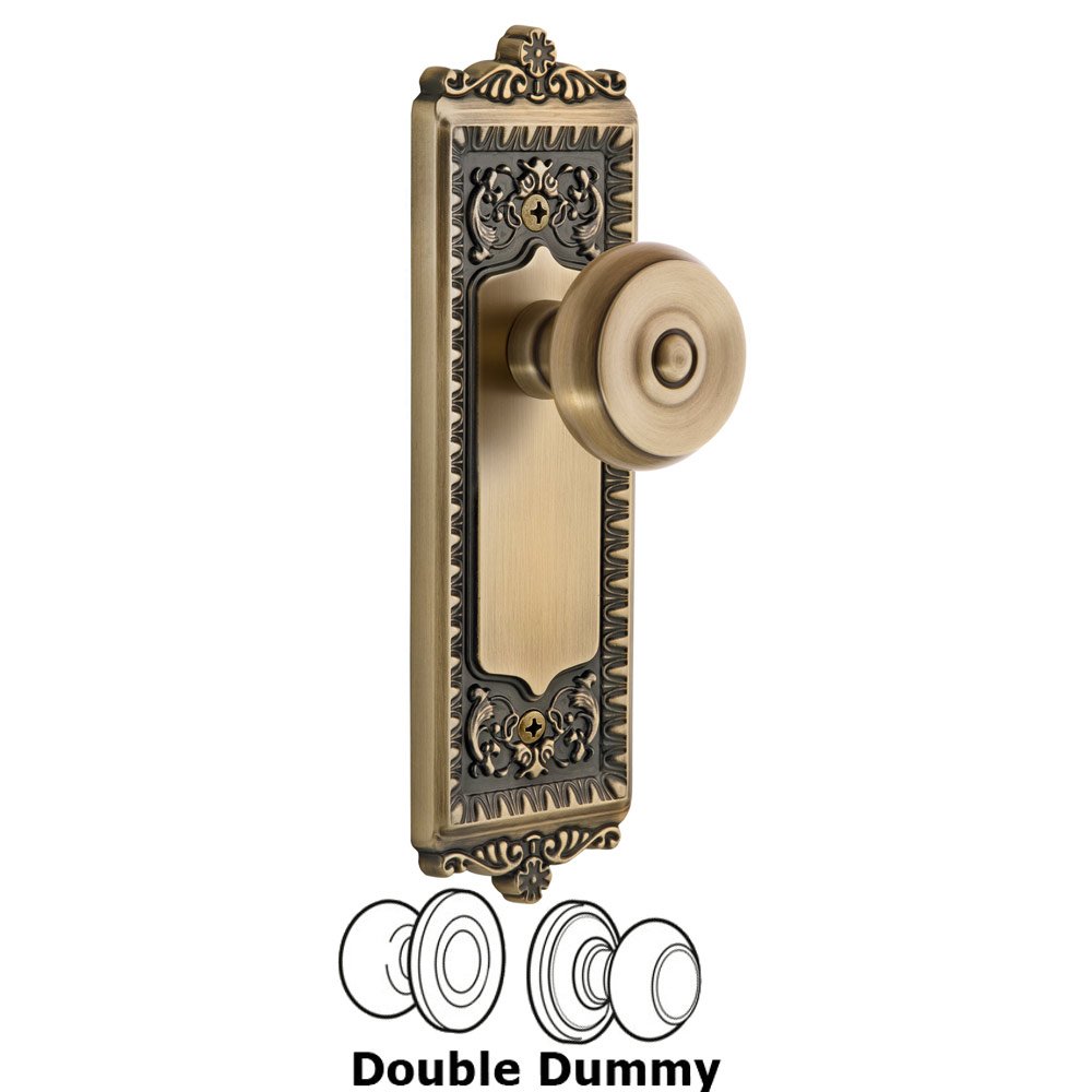 Grandeur Windsor Plate Double Dummy with Bouton Knob in Vintage Brass