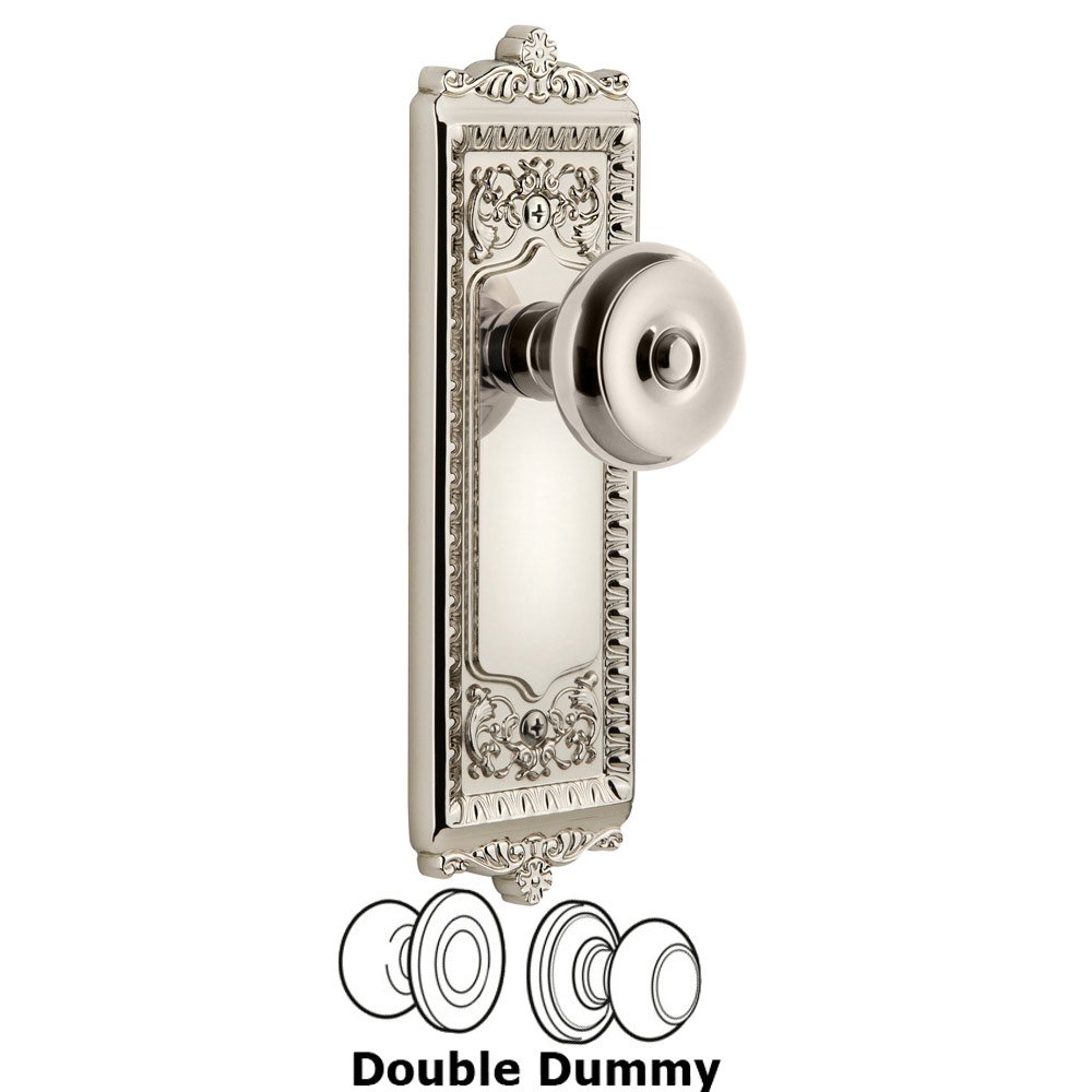 Grandeur Windsor Plate Double Dummy with Bouton Knob in Polished Nickel