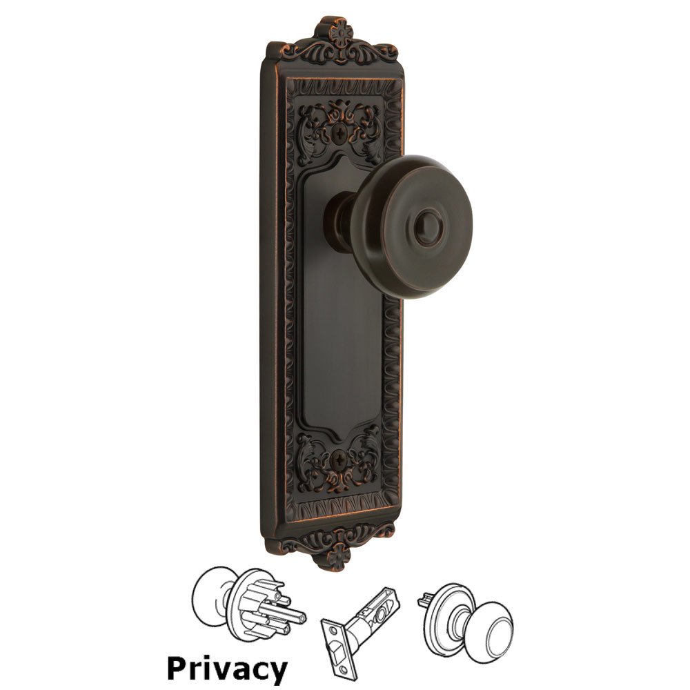Grandeur Windsor Plate Privacy with Bouton Knob in Timeless Bronze