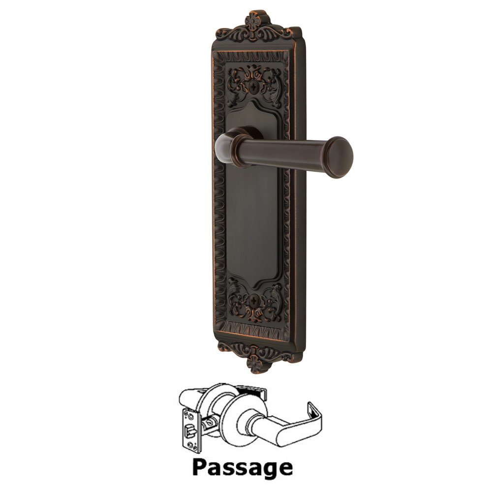 Grandeur Passage Windsor Plate with Right Handed Georgetown Lever in Timeless Bronze