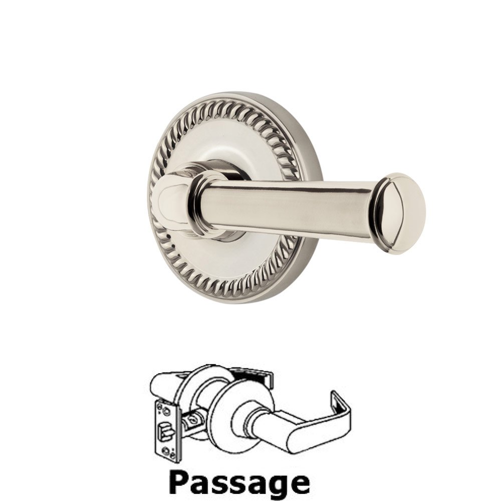 Grandeur Newport Plate Passage with Georgetown Right Handed Lever in Polished Nickel