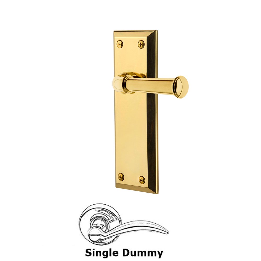 Grandeur Single Dummy Fifth Avenue Plate with Georgetown Right Handed Lever in Polished Brass