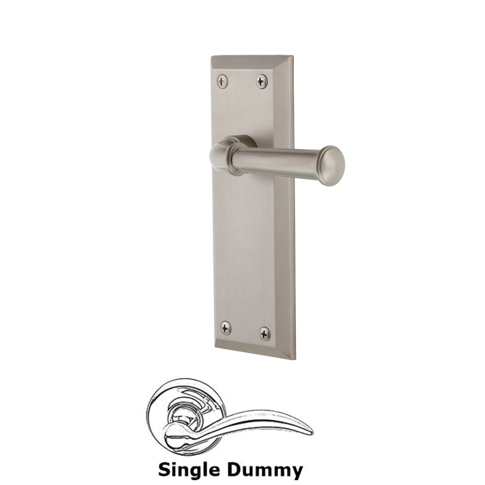 Grandeur Single Dummy Fifth Avenue Plate with Georgetown Right Handed Lever in Satin Nickel