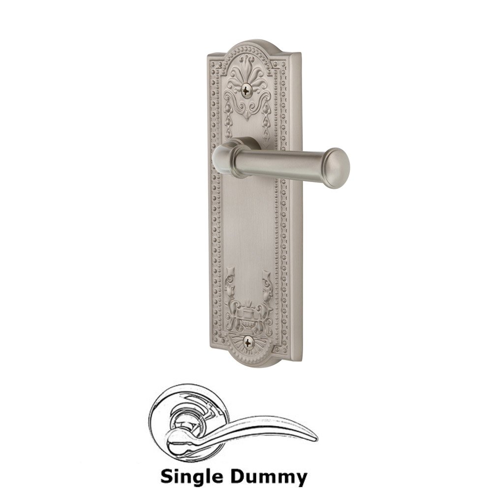 Grandeur Single Dummy Parthenon Plate with Georgetown Right Handed Lever in Satin Nickel