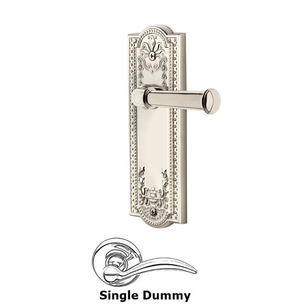 Grandeur Single Dummy Parthenon Plate with Georgetown Right Handed Lever in Polished Nickel
