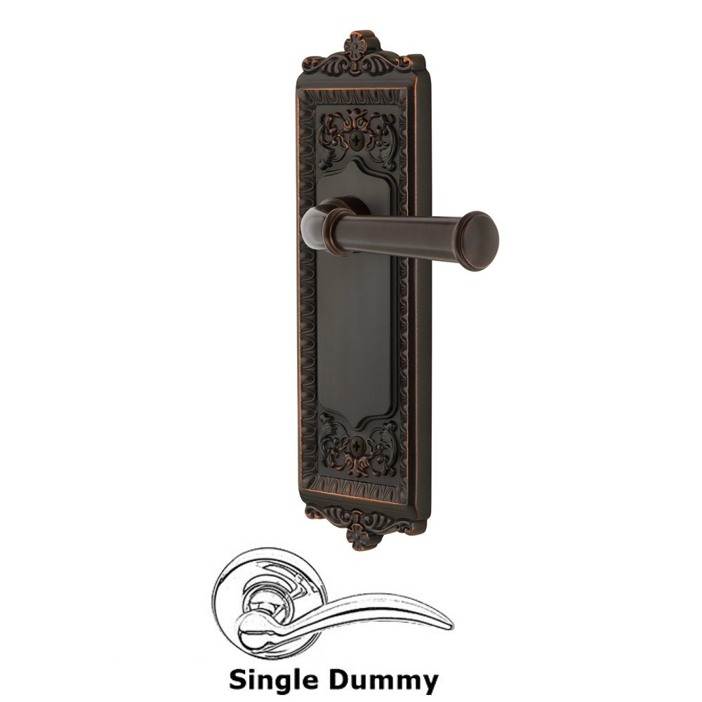 Grandeur Single Dummy Windsor Plate with Right Handed Georgetown Lever in Timeless Bronze