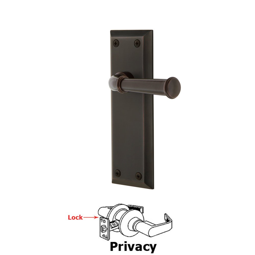 Grandeur Privacy Fifth Avenue Plate with Georgetown Left Handed Lever in Timeless Bronze