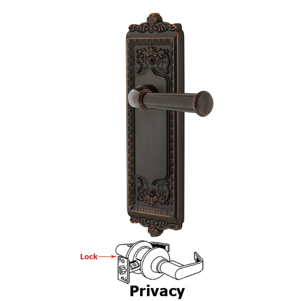 Grandeur Privacy Windsor Plate with Right Handed Georgetown Lever in Timeless Bronze