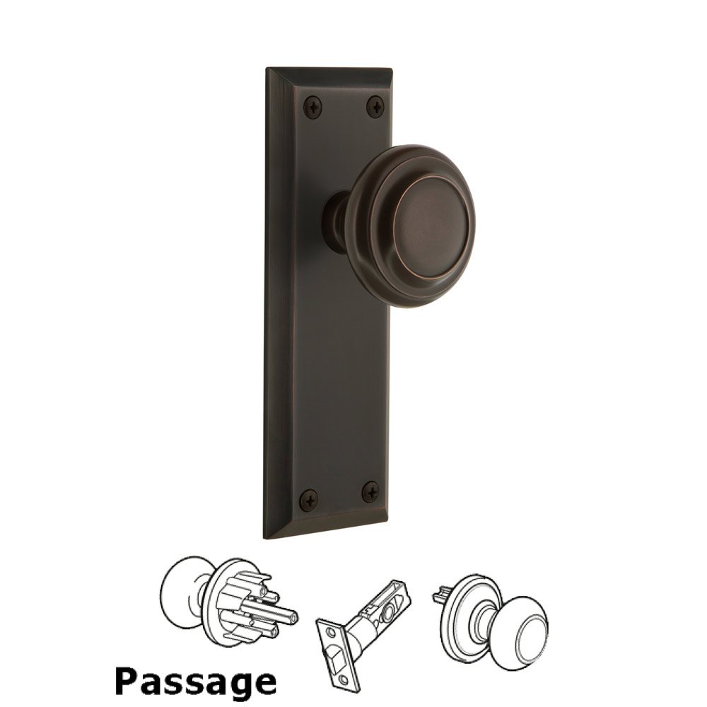 Grandeur Grandeur Fifth Avenue Plate Passage with Circulaire Knob in Timeless Bronze