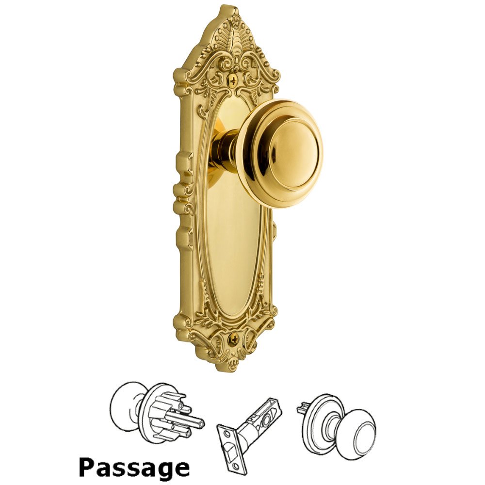 Grandeur Grandeur Grande Victorian Plate Passage with Circulaire Knob in Lifetime Brass