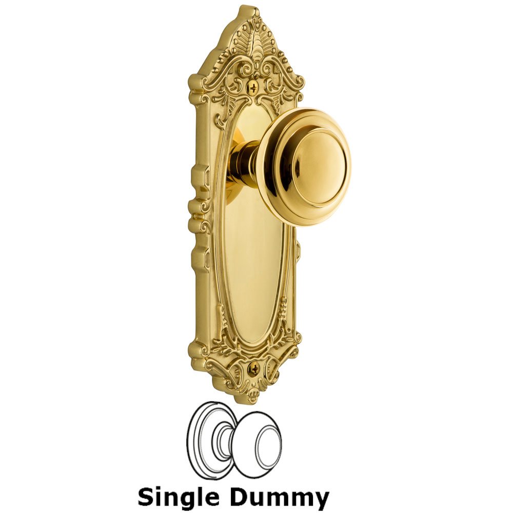 Grandeur Grandeur Grande Victorian Plate Dummy with Circulaire Knob in Polished Brass