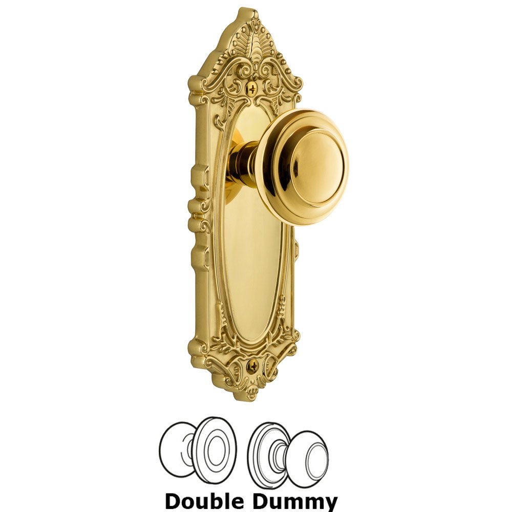 Grandeur Grandeur Grande Victorian Plate Double Dummy with Circulaire Knob in Polished Brass