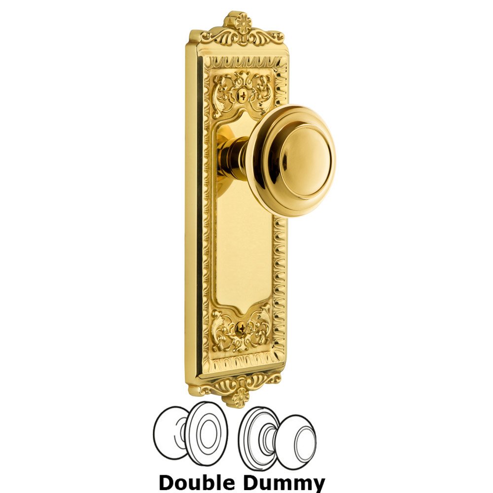 Grandeur Windsor Plate Double Dummy with Circulaire Knob in Polished Brass
