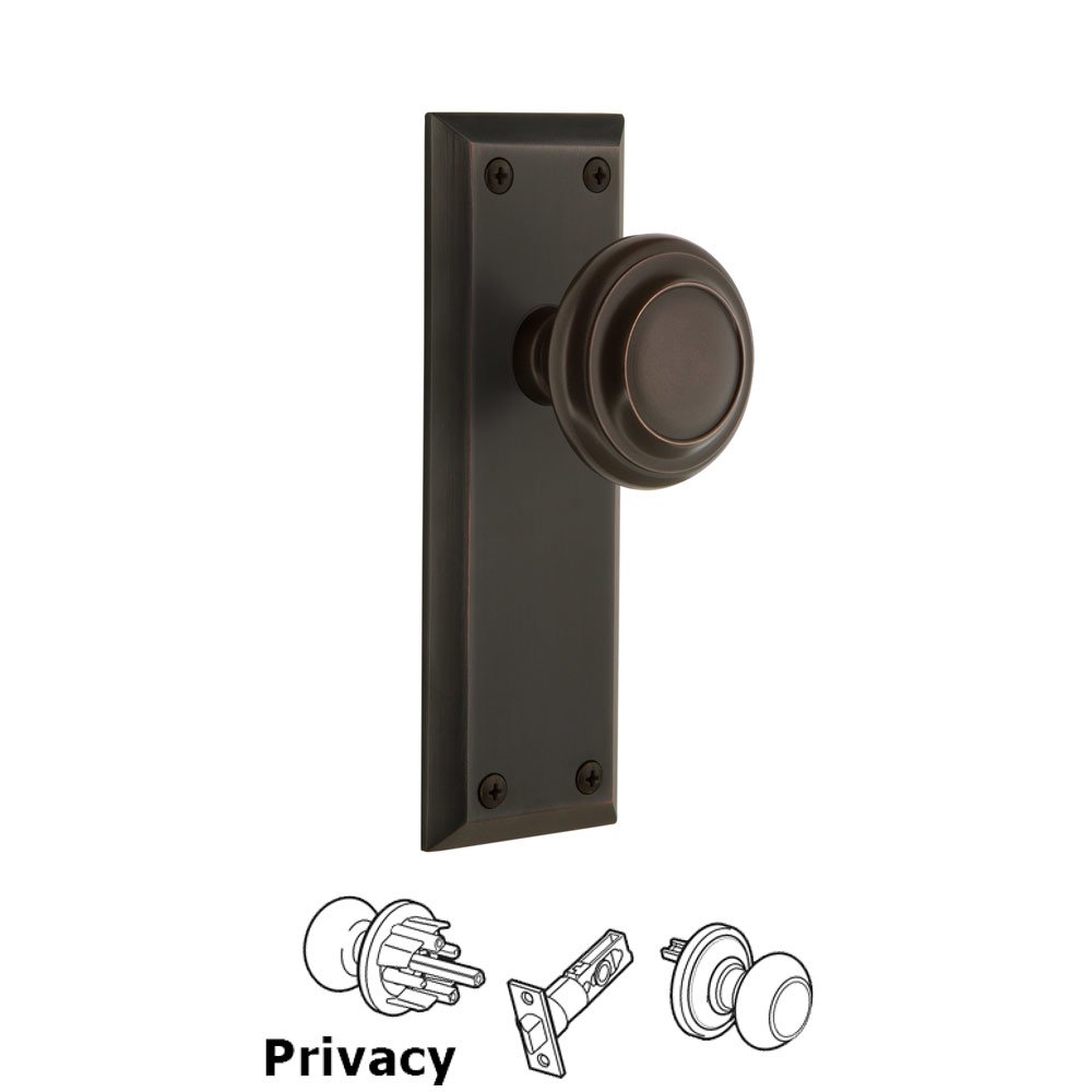 Grandeur Grandeur Fifth Avenue Plate Privacy with Circulaire Knob in Timeless Bronze