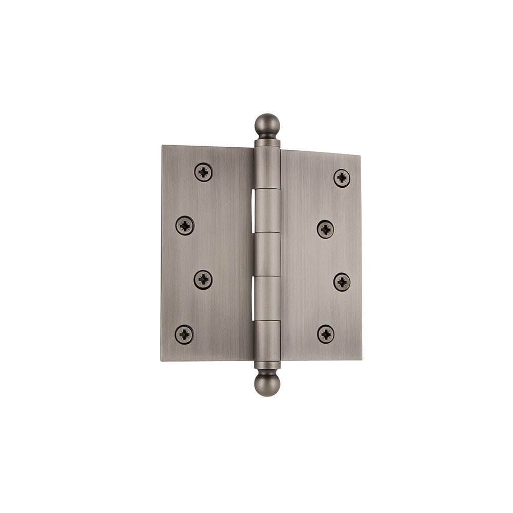 Grandeur 4" Ball Tip Residential Hinge with Square Corners in Antique Pewter