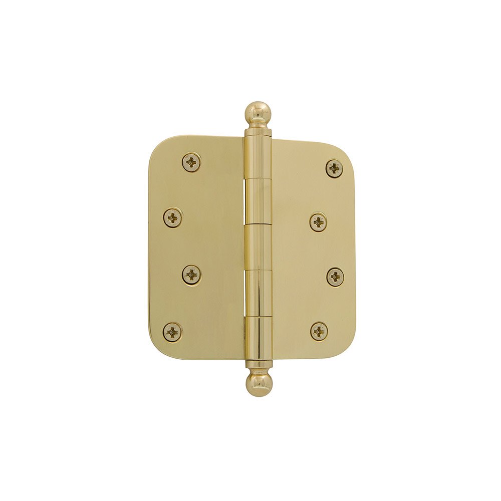 Grandeur 4" Ball Tip Residential Hinge with 5/8" Radius Corners in Unlacquered Brass