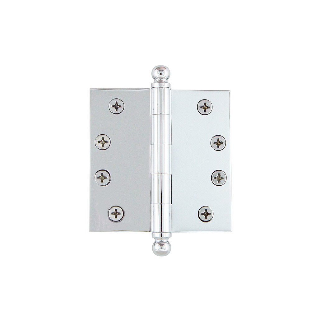 Grandeur 4" Ball Tip Heavy Duty Hinge with Square Corners in Bright Chrome